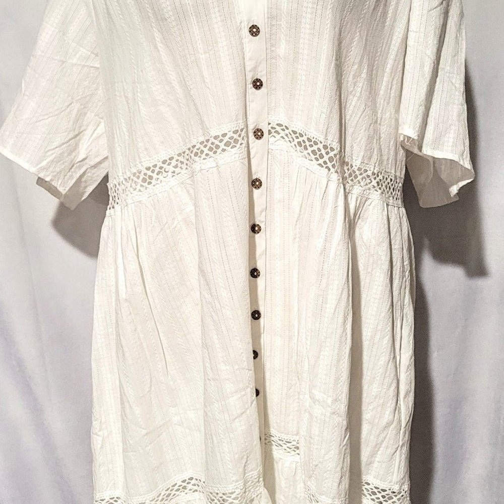 New 2x Knox Rose White gauze Boho Dress
